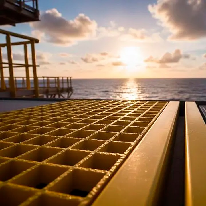 Offshore platform with fiberglass solutions